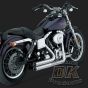 DK Custom V&H Big Shots Staggered for Harley Dyna - Chrome Power Chamber Cross-Over Vance & Hines
