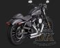DK Custom V&H Short Shots Staggered for Harley Sportster - Chrome Black Shortshots exhaust Vance & Hines