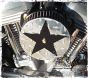 Black Powder STAR INTERCHANGEABLE Face Plate Covers AND Emblems Outlaw  High Flow 587 Air Cleaners High Performance Stage 1 Ness Big Sucker Harley Davidson