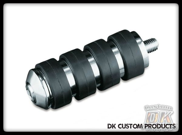 Extended ISO Shift Peg Chrome & Rubber Cushioned  DK Custom Harley Davidson Highway Pegs Crash Bar Engine Guard COMPLETE KIT Sportster Dyna Softail Trike Freewheeler Grip Heel Rests