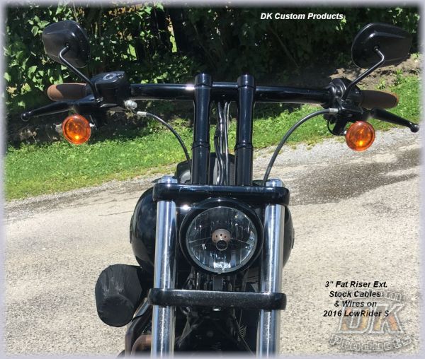 2 Stealth Fat Handlebar Riser Extensions for HARLEY DAVIDSON DK Custom Products