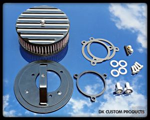 Black Finned Complete HiFlow 587 Air Cleaner HD Milwaukee-Eight Harley Davidson DK Custom Outlaw Touring Twin Cam Dyna Softail Trike Freewheeler Sportster Tri Glide Kury Kuryakyn Stage I High Flow SE Heavy Breather