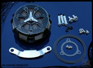 Complete Black 7 Spoke HiFlow 606 Air Cleaner All Twin Cam Dyna Softail Touring DK Custom High Flow Harley Davidson performance air cleaner 606 intake kit K&N EBS External Breather System TBW Cable Operated