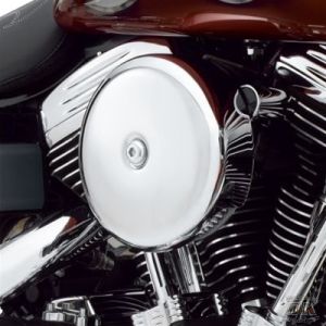Smooth Chrome Bobber Cover Face Plate Harley Davidson 606 587 425 aluminum polished chrome Big Sucker Pro-Billet Made in USA contrast cut sano black High Performance air cleaner system Sportster Big Twin Evo DK Custom Outlaw Air Cleaner Interchangeable Fa