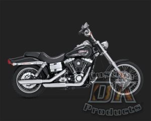 DK Custom V&H Twin Slash Slip-ons for Harley Dyna - Chrome Vance