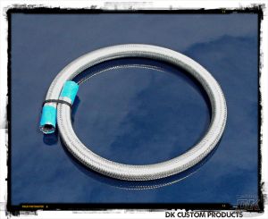 Braided Stainless Steel Hose for External Breathers DK Custom Products Premium Discrete Roadster high flow M-8 milwaukee-eight softail twin cam dyna 72 48 Big twin evo nightster iron Harley Davidson