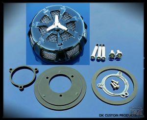 Black 7 Spoke HiFlow 606 Air Cleaner Sys. Harley Milwaukee-Eight DK Custom Milwaukee-Eight Maximum Power High Flow Harley Davidson performance air cleaner 606 intake kit K&N EBS External Breather System Stage I Outlaw