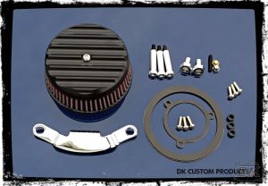 Black Finned HiFlow 606 Air Cleaner System Dyna Softail Touring DK Custom High Flow Harley Davidson performance air cleaner 606 intake kit K&N EBS External Breather System TBW Cable Operated