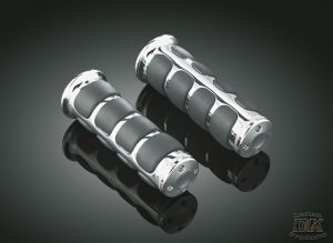 DK Custom CHROME ISO GRIPS Cushioned Grip ~ Dampens Vibration Fits All Harley Models 1982-Up Kuryakyn Sportster Dyna Softail Touring Trikes Tri-Glide Bagger