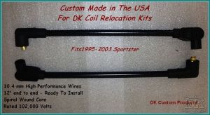DK Custom 409 Black PRO RACE Plug Wires 95-03 Sportster Taylor High Performance Maximum Fire Power Silicone ECM Coil Relocation Harley Davidson