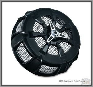 7 Spoke Harley Davidson 606 587 425 aluminum polished chrome Big Sucker Pro-Billet Made in USA contrast cut sano black High Performance air cleaner system Sportster Big Twin Evo DK Custom Outlaw Air Cleaner Interchangeable Face Plate EBS Roadster Hi
