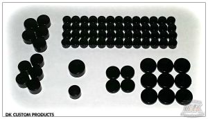 DK Custom Black Bolt Cap Covers for OEM Bolts - Harley Sportster Murdered Harley Davidson Hot Toppers Kool Caps Drag Specialties