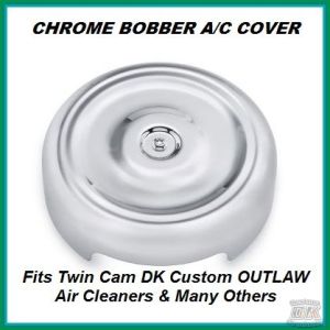 Chrome Bobber Cover Face Plate Harley Davidson 606 587 425 aluminum polished chrome Big Sucker Pro-Billet Made in USA contrast cut sano black High Performance air cleaner system Sportster Big Twin Evo DK Custom Outlaw Air Cleaner Interchangeable Face Plat