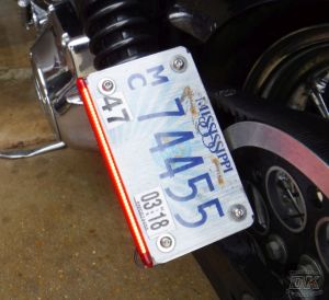 High Tight License Plate Relocation Kit Harley-Davidson Sportster Dyna DK Custom LED Light