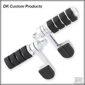 DK Custom Harley Fatty Chrome ISO Footpegs - Rubber Cushioned w/ Heel Rest Dampen Road & Engine Vibrations Classic Look Highway Pegs Kury Kuryakyn