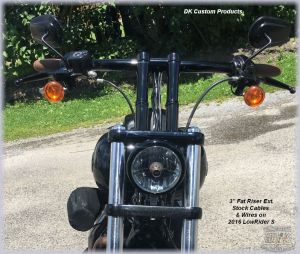 DK Custom Handlebar Riser Extensions Fat Risers Harley Dyna Softail