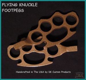 DK Custom Harley Brass Powder Coat Flying Knuckle Foot Pegs For Harley-Davidson Grip Highway Passenger pegs sportster dyna softail touring Handmade in the USA
