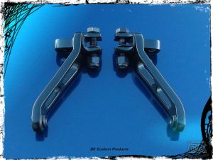 Powder Black Heel Rest Bracket & Arm Kit HARLEY DAVIDSON DK Custom Sportster Dyna Softail Second Foot Peg Forward Controls Highway