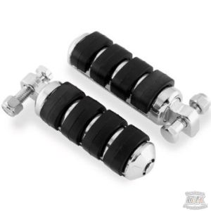 ISO Footpegs Chrome & Rubber Cushioned Harley-Davidson DK Custom Kuryakyn foot peg grips shift peg