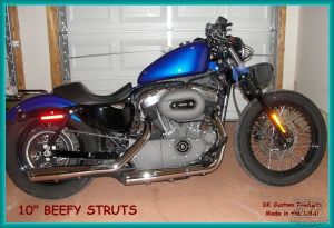 DK Custom Slam Your Ride!  BEEFY Struts Sportster Dyna Nightster Iron 48 Lowering Kit Harley Davidson Rigid