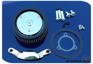 Complete HiFlow 606 Air Cleaner Dyna Softail Touring - Rushmore System HD All Twin Cams Dyna Softail Touring DK Custom High Flow Harley Davidson performance air cleaner 606 intake kit K&N EBS External Breather System TBW Cable Operated