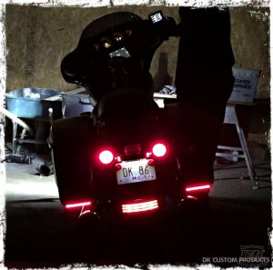 DK Custom Stealth Saddlebag LED Run-Brake-Turn Lights Touring Bagger Universal Fitment Heritage Custom Dynamics SEE & BE SEEN