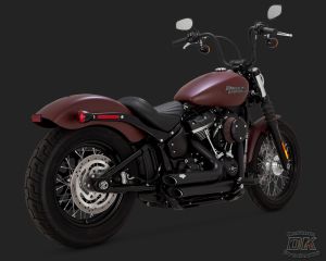 DK Custom V&H Short Shots Staggered Exhaust for Harley Softail - Black M8 Softails Vance & Hines Thunder Torque