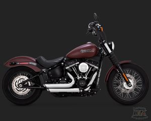 DK Custom V&H Short Shots Full Exhaust for M8 Harley Softail - Black Vance & Hines Thunder Torque