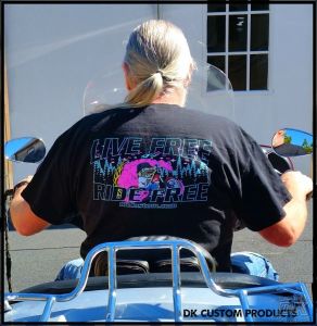 Live Free Ride Free T-shirt dry blend DK Custom Products Neon Limited Night Moves