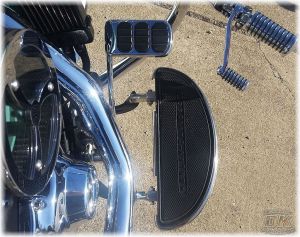 DK Custom Harley Floorboard Extension Softail Heritage Reduce felt Heat VTwin Goodies
