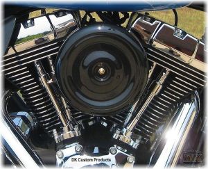 Black Bobber Style Complete HiFlow 587 Air Cleaner Twin Cam DK Custom Harley Davidson Outlaw Air Cleaner Systems Complete EBS High Flow M-8 Milwaukee-Eight Softail Twin Cam Dyna Touring Trike Freewheeler Big Twin Stage I TBW Throttle By Wire