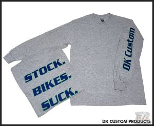 Stock Bikes Suck Long Sleeve T-shirt dry blend DK Custom Products Neon Limited Neon Green and Blue