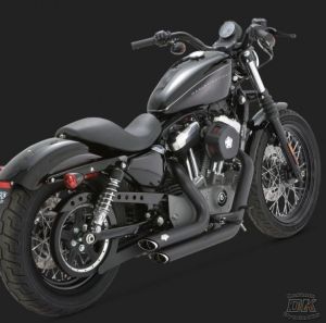 DK Custom V&H Short Shots Staggered full exhaust for Harley Sportster - Chrome Black Shortshots exhaust Vance & Hines