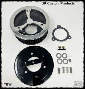 Polished Aluminum Cyclone Complete HiFlow 587 Air Cleaner Harley Twin Cam DK Custom Harley Davidson DK Custom Outlaw Touring Twin Cam Dyna Softail Trike Freewheeler Sportster Tri Glide Kury Kuryakyn Stage I High Flow TC SE Heavy Breather
