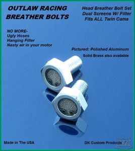 Polished Aluminum Breather Bolts Harley Davidson Stealth External Breather System Sportster & Big Twin Evo DK Custom Outlaw Air Cleaner EBS Roadster High Flow M-8 Milwaukee-Eight Softail Twin Cam Dyna 72 48 Big Twin Evo Nightster Iron Catch Can Stage I