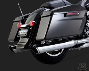 DK Custom V&H Twin Slash Round Slip-ons for Harley Dyna Touring - Chrome Harley-Davidson Vance & Hines