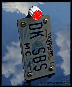 DK Custom Products Harley Sportster Dyna Softail License Plate Relocation Bracket 22LR LED Tail Light Brake