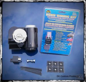 Black Bad Boy Wolo Air Horn - Dual Tone - LOUD w/ Wiring kit DK Custom Harley Davidson Sportster Dyna Softail Touring Trike Freewheeler 12 volt