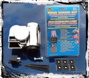 Chrome Bad Boy Wolo Air Horn - Dual Tone - LOUD w/ Wiring kit DK Custom Harley Davidson Sportster Dyna Softail Touring Trike Freewheeler 12 volt