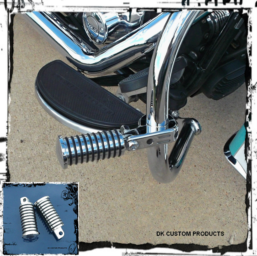 FAT RETRO CHROME FOOTPEGS FIT HARLEY SPORTSTER DYNA SOFTAIL